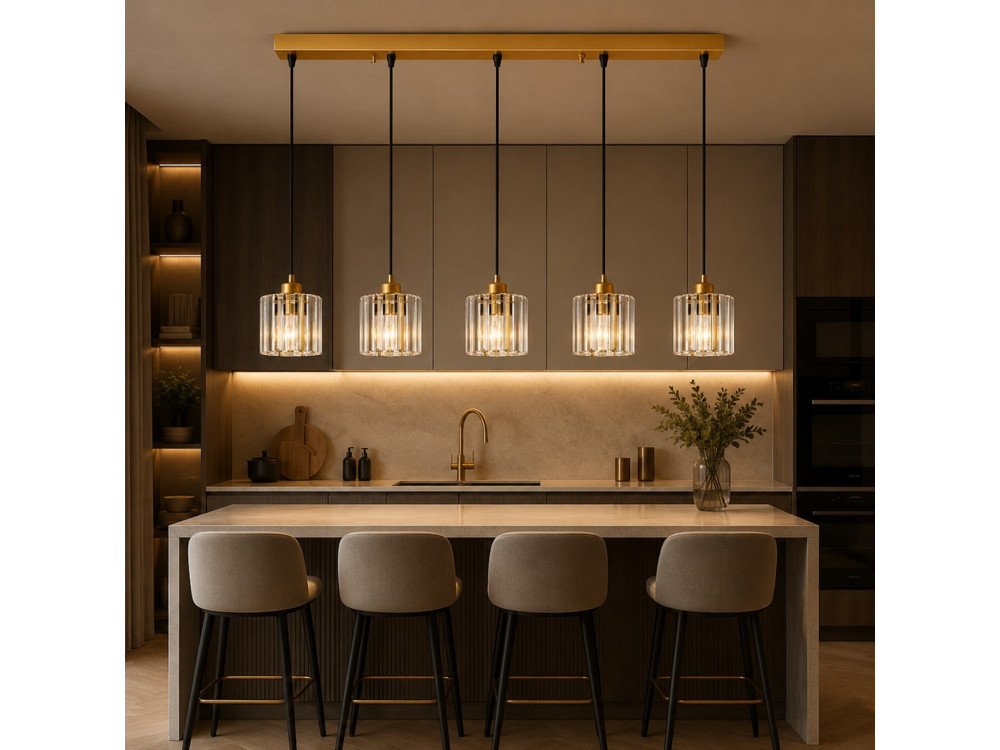Lampadario in metallo "Yakops" - 85 x 13 x 100 cm - Giallo