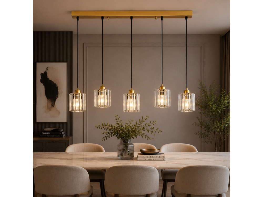 Lampadario in metallo "Yakops" - 85 x 13 x 100 cm - Giallo