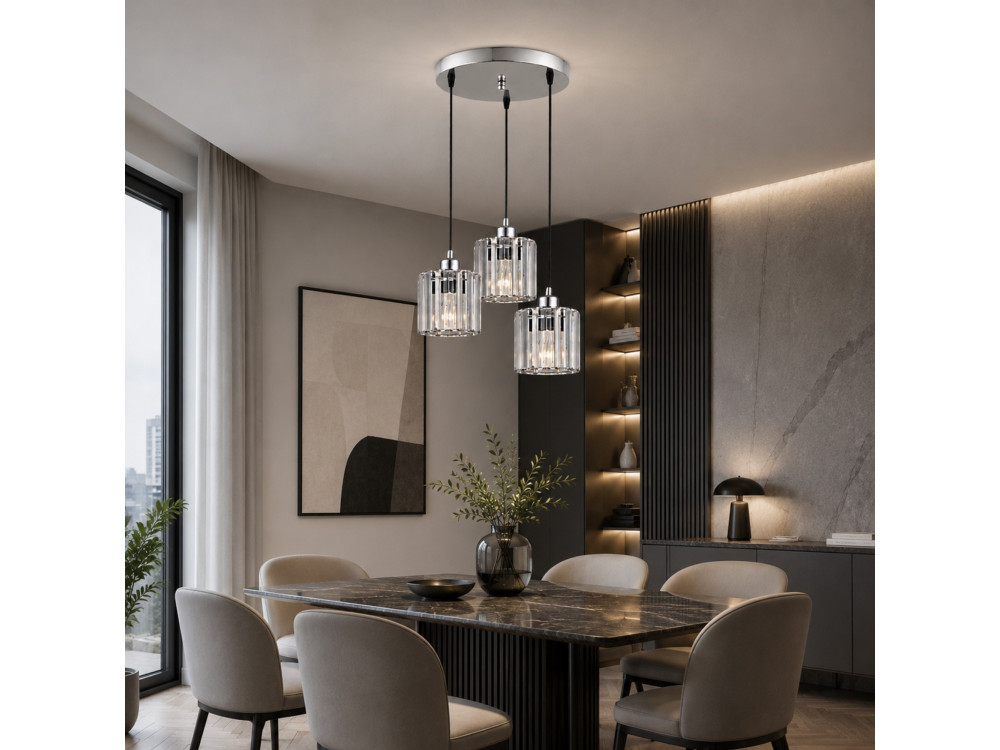 Lampadario in metallo "Yakops" - 37 x 37 x 85 cm - Grigio