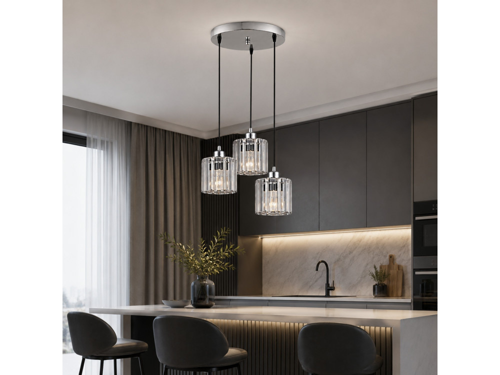 Lampadario in metallo "Yakops" - 37 x 37 x 85 cm - Grigio