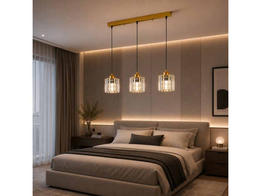 Lampadario in metallo "Yakops" - 65 x 13 x 105 cm - Giallo