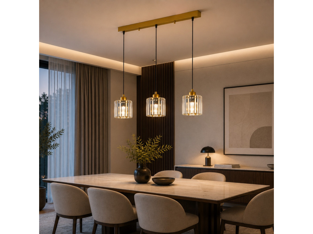 Lampadario in metallo "Yakops" - 65 x 13 x 105 cm - Giallo
