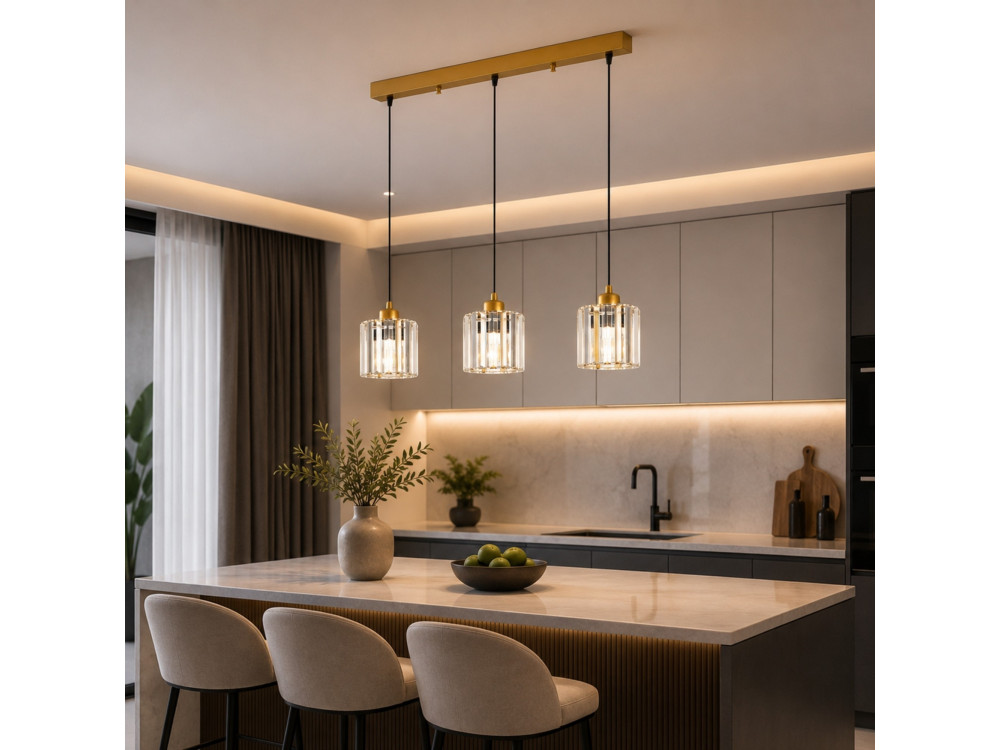 Lampadario in metallo "Yakops" - 65 x 13 x 105 cm - Giallo