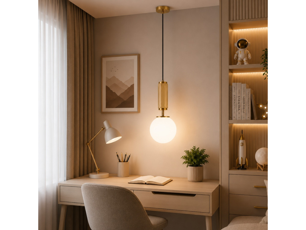 Lampada a sospensione in metallo "Moira" - 15 x 15 x 120 cm - Giallo