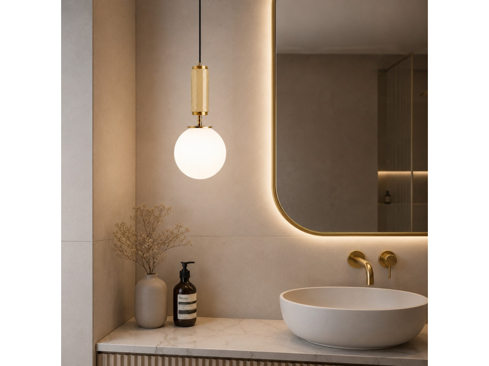 Lampada a sospensione in metallo "Moira" - 15 x 15 x 120 cm - Giallo