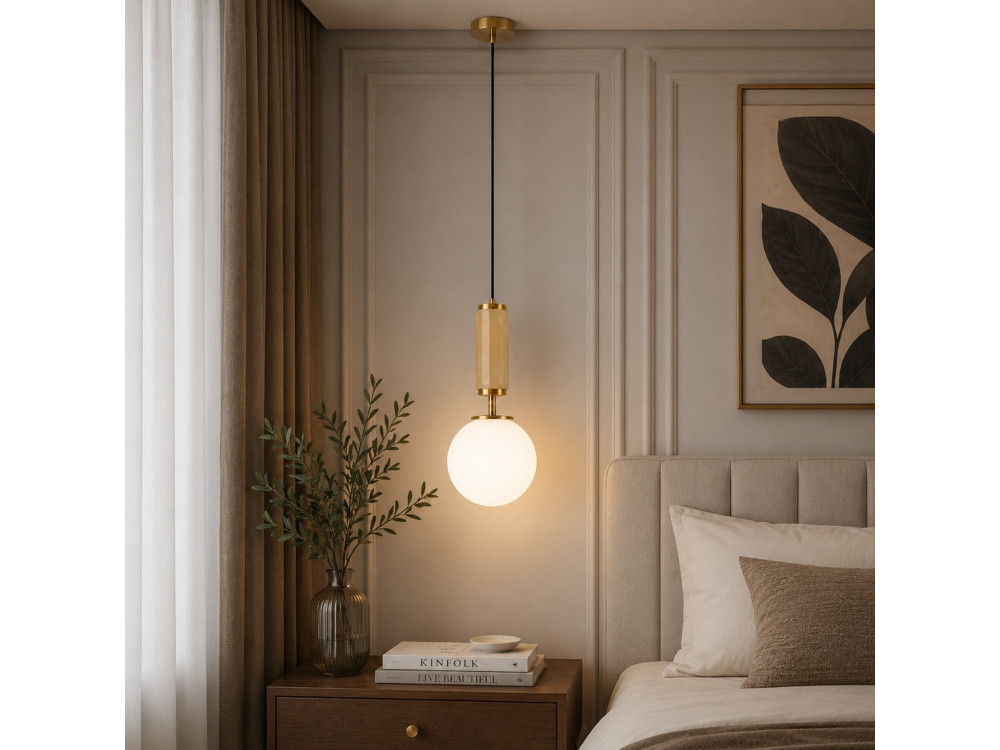 Lampada a sospensione in metallo "Moira" - 15 x 15 x 120 cm - Giallo
