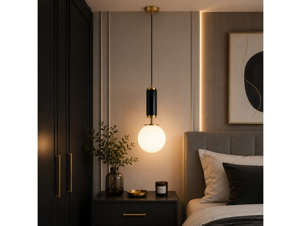 Lampada a sospensione in metallo "Moira" - 15 x 15 x 120 cm - Nero