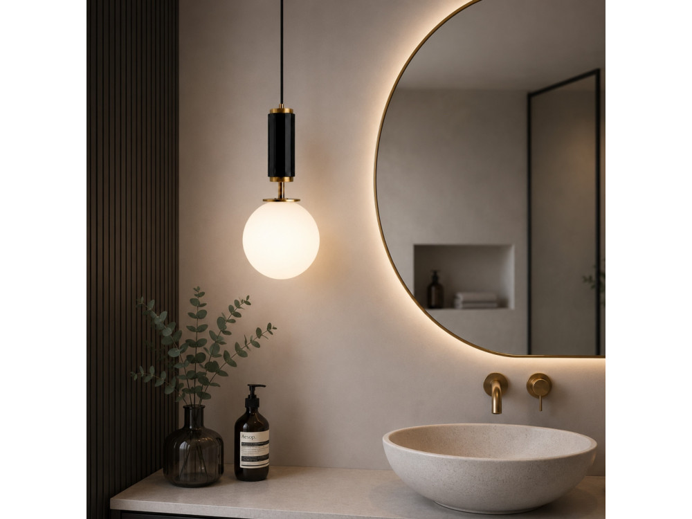 Lampada a sospensione in metallo "Moira" - 15 x 15 x 120 cm - Nero