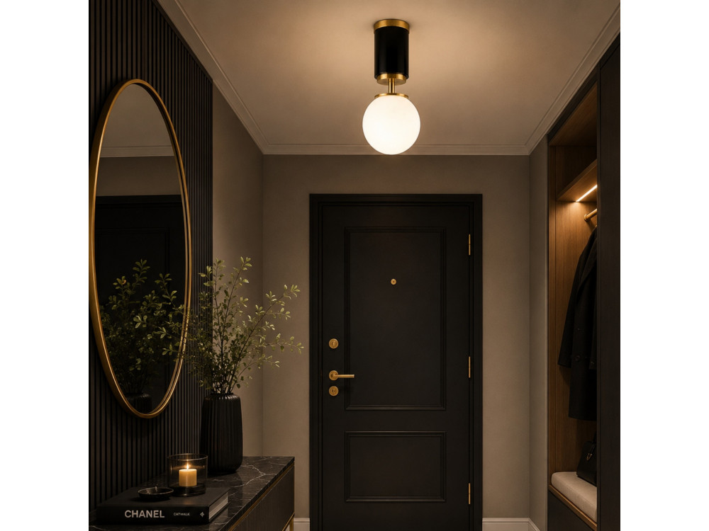 Lampada da soffitto in metallo "Moira" - 15 x 15 x 38 cm - Nero