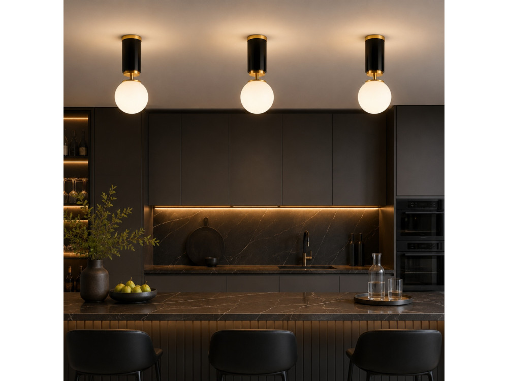 Lampada da soffitto in metallo "Moira" - 15 x 15 x 38 cm - Nero