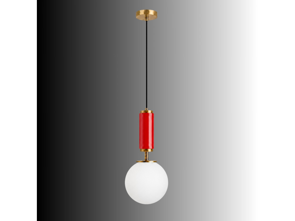 Lampada a sospensione in metallo "Moira" - 15 x 15 x 120 cm - Rossa