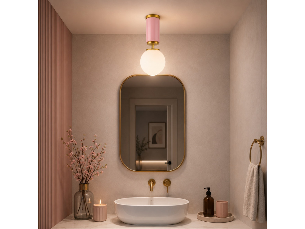 Lampada da soffitto in metallo "Moira" - 15 x 15 x 38 cm - Rosa