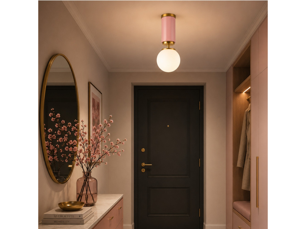 Lampada da soffitto in metallo "Moira" - 15 x 15 x 38 cm - Rosa