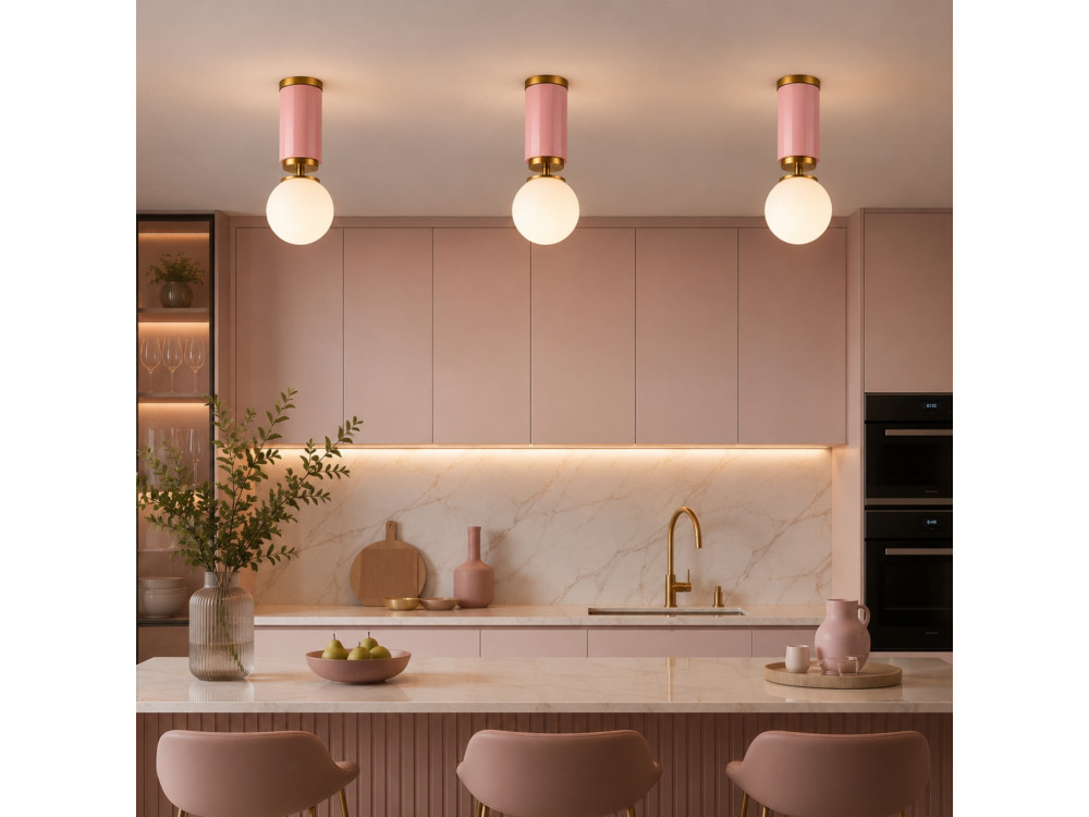 Lampada da soffitto in metallo "Moira" - 15 x 15 x 38 cm - Rosa