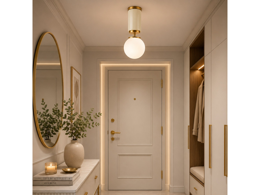 Lampada da soffitto in metallo "Moira" - 15 x 15 x 38 cm - Beige
