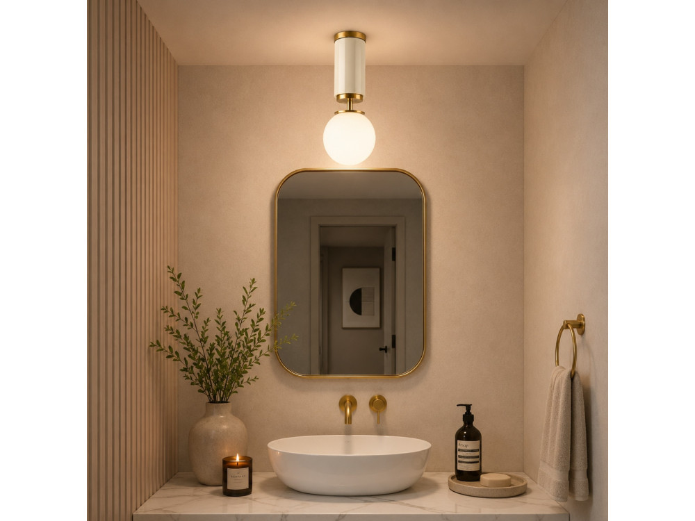 Lampada da soffitto in metallo "Moira" - 15 x 15 x 38 cm - Beige