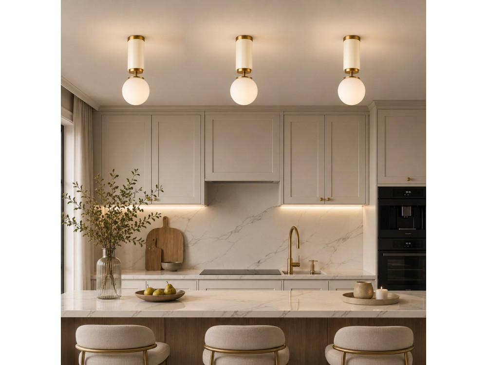 Lampada da soffitto in metallo "Moira" - 15 x 15 x 38 cm - Beige