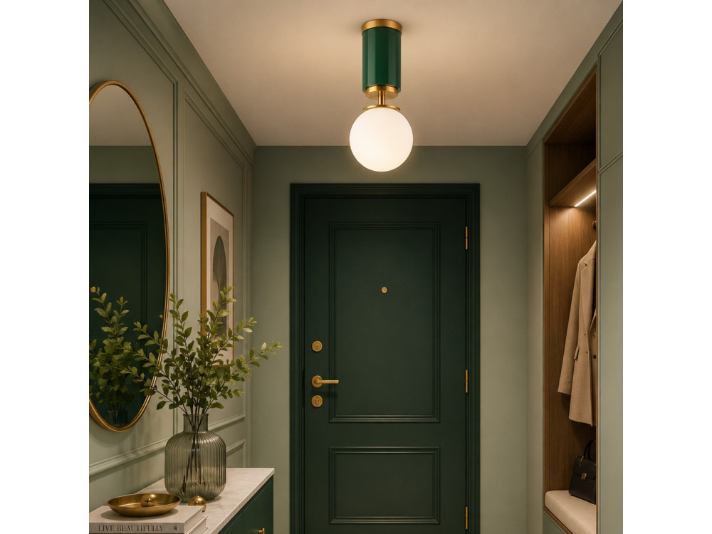 Lampada da soffitto in metallo "Moira" - 15 x 15 x 38 cm - Verde