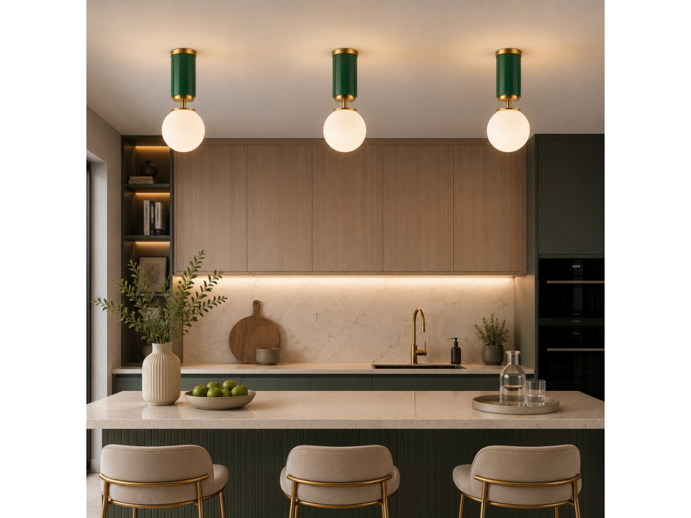 Lampada da soffitto in metallo "Moira" - 15 x 15 x 38 cm - Verde