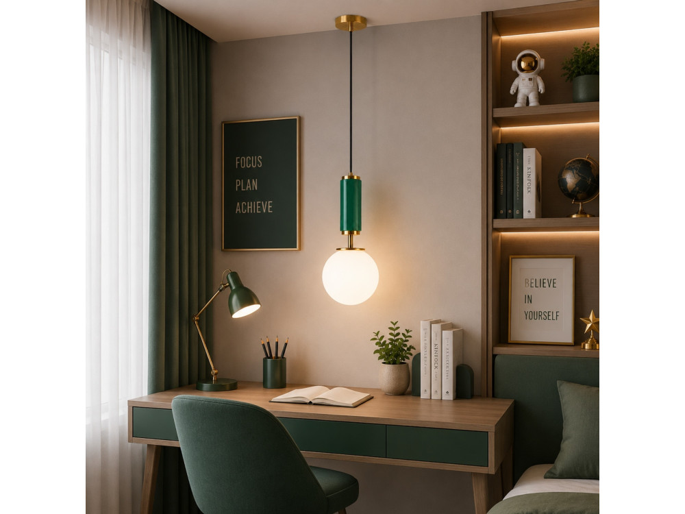 Lampada a sospensione in metallo "Moira" - 15 x 15 x 120 cm - Verde
