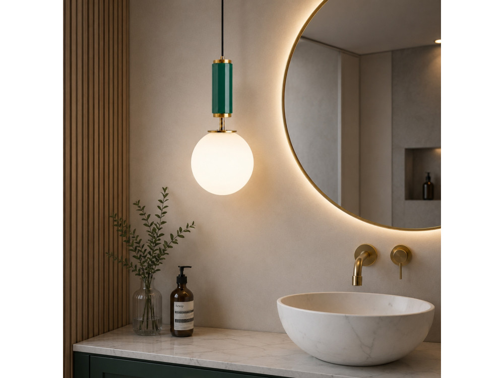 Lampada a sospensione in metallo "Moira" - 15 x 15 x 120 cm - Verde