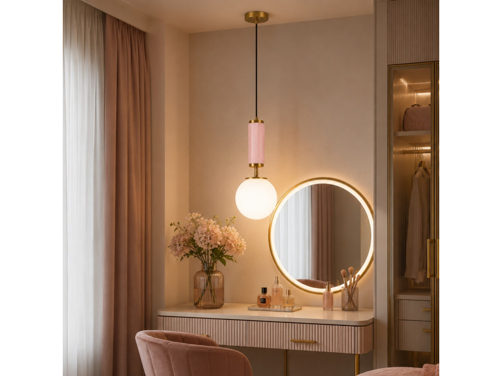 Lampada a sospensione in metallo "Moira" - 15 x 15 x 120 cm - Rosa