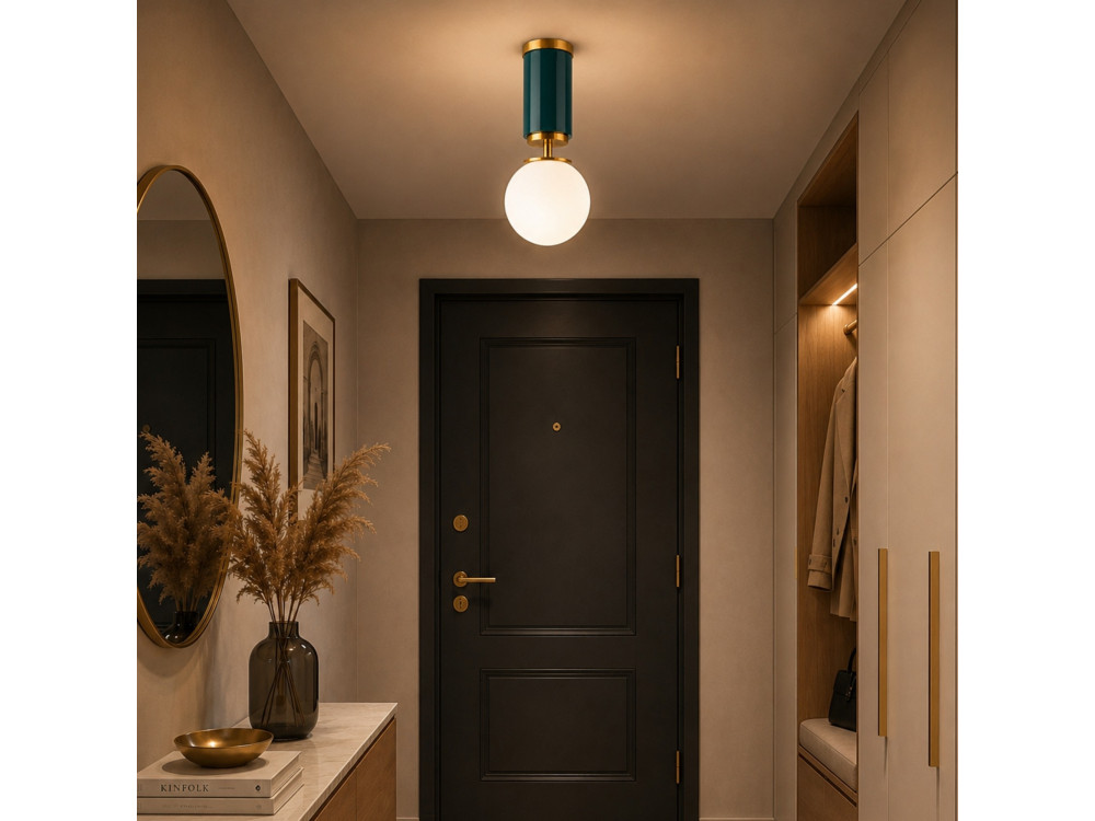 Lampada da soffitto in metallo "Moira" - 15 x 15 x 38 cm - Verde