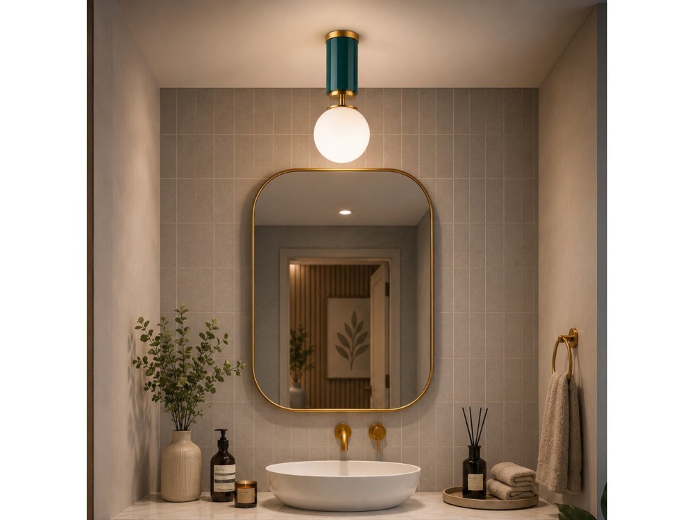 Lampada da soffitto in metallo "Moira" - 15 x 15 x 38 cm - Verde