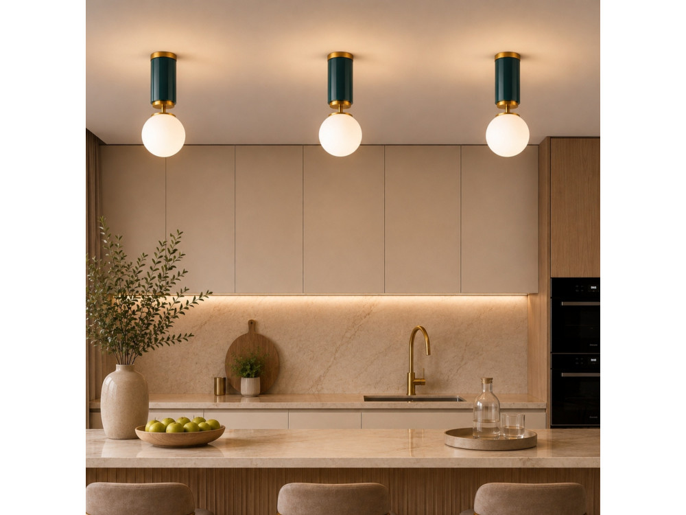 Lampada da soffitto in metallo "Moira" - 15 x 15 x 38 cm - Verde