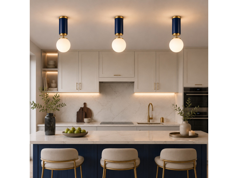 Lampada da soffitto in metallo "Moira" - 15 x 15 x 38 cm - Blu