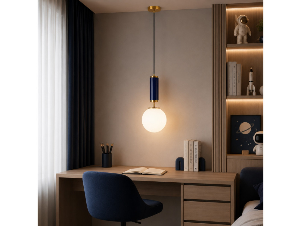 Lampada a sospensione in metallo "Moira" - 15 x 15 x 120 cm - Blu