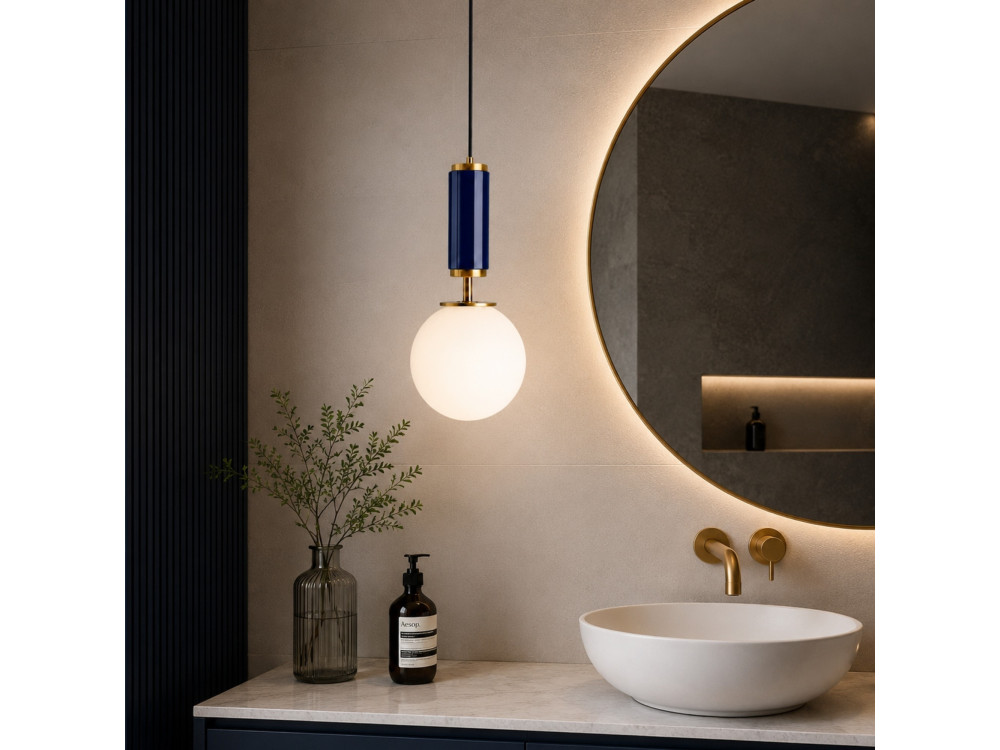 Lampada a sospensione in metallo "Moira" - 15 x 15 x 120 cm - Blu