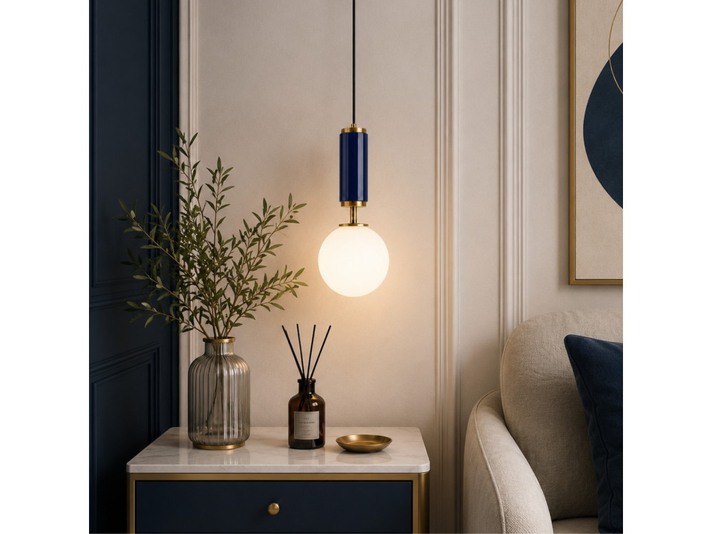 Lampada a sospensione in metallo "Moira" - 15 x 15 x 120 cm - Blu