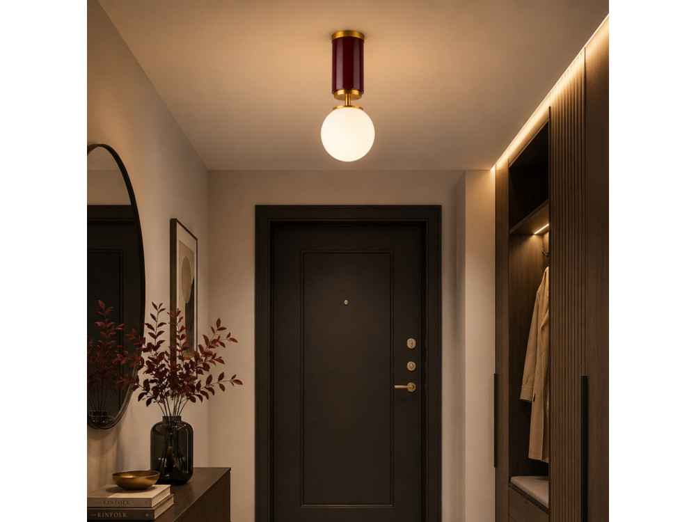 Lampada da soffitto in metallo "Moira" - 15 x 15 x 38 cm - Rosso