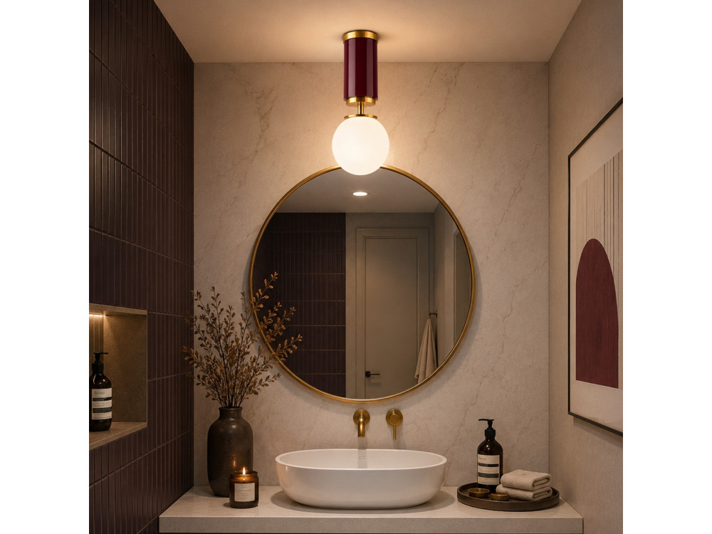 Lampada da soffitto in metallo "Moira" - 15 x 15 x 38 cm - Rosso