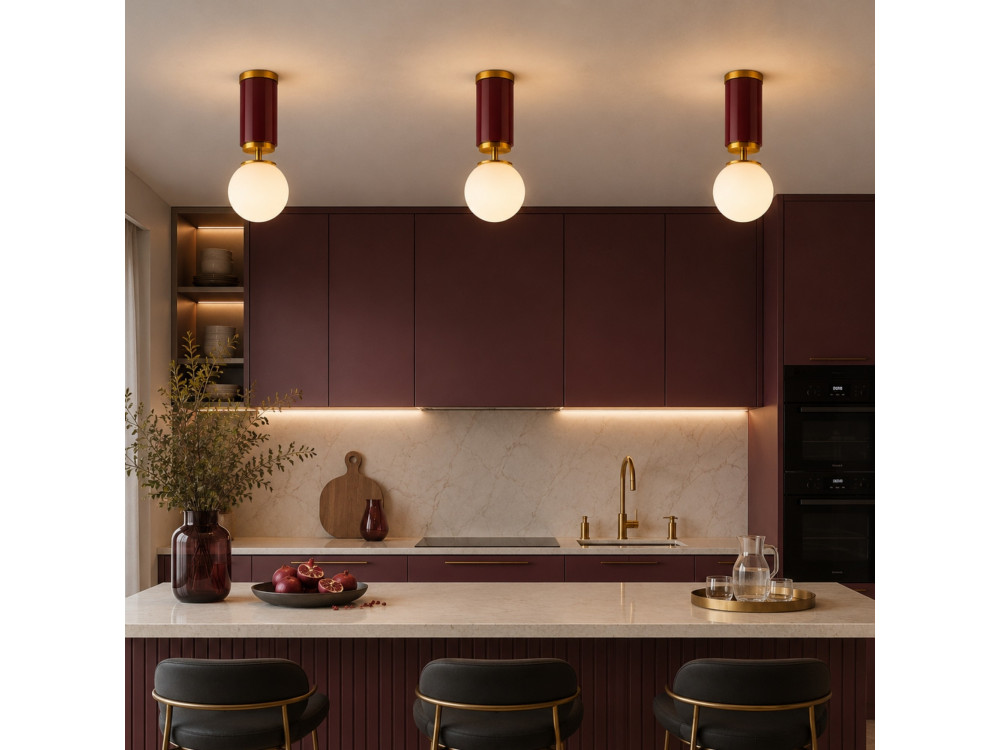 Lampada da soffitto in metallo "Moira" - 15 x 15 x 38 cm - Rosso
