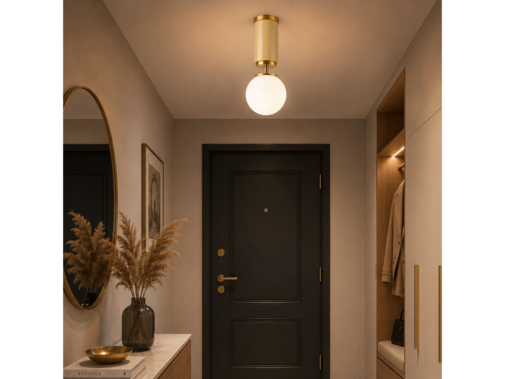 Lampada da soffitto in metallo "Moira" - 15 x 15 x 38 cm - Giallo