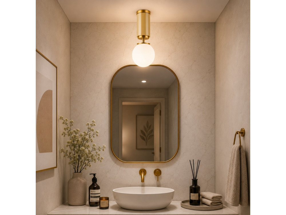 Lampada da soffitto in metallo "Moira" - 15 x 15 x 38 cm - Giallo