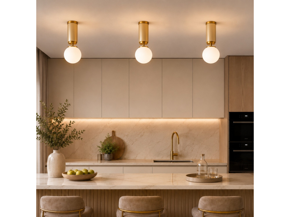 Lampada da soffitto in metallo "Moira" - 15 x 15 x 38 cm - Giallo