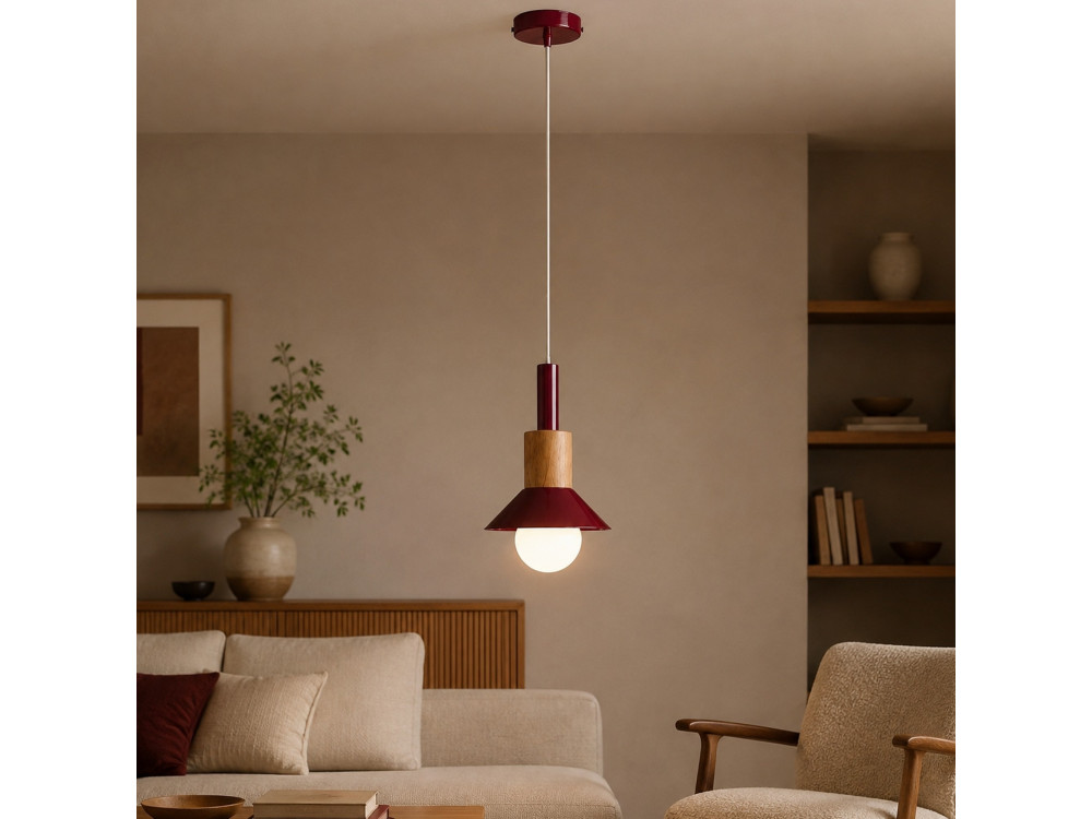 Lampada a sospensione in metallo "Elwood" - 14 x 26 cm - Rossa