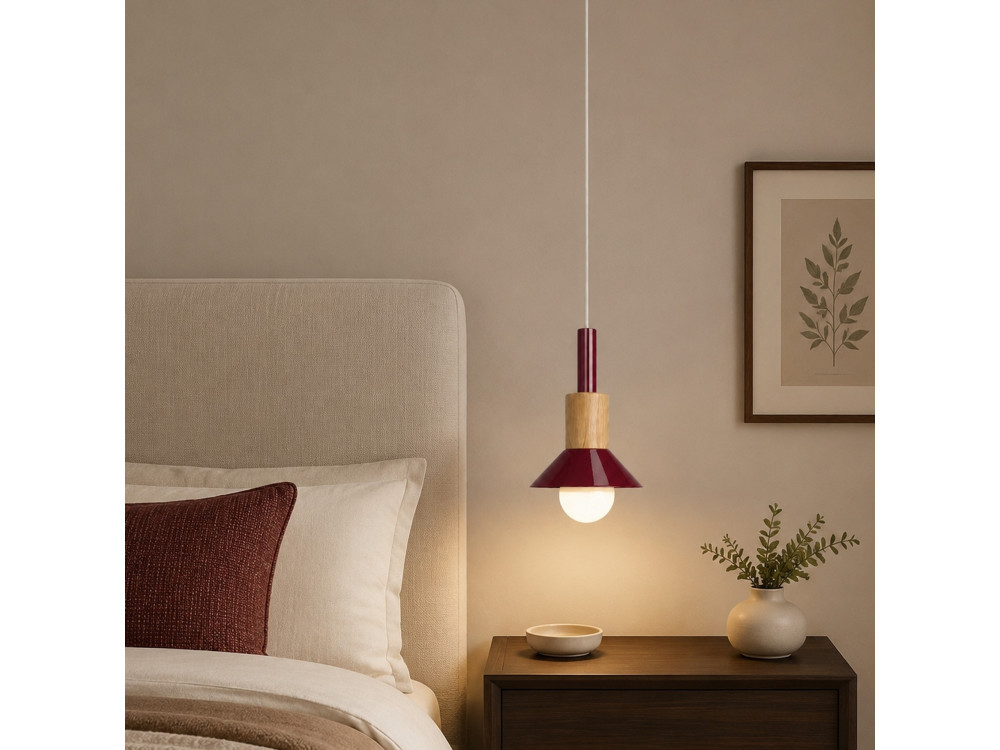 Lampada a sospensione in metallo "Elwood" - 14 x 26 cm - Rossa