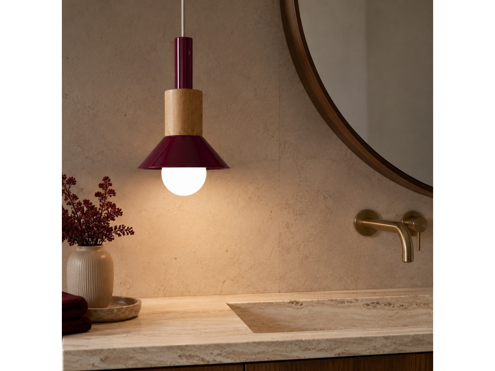 Lampada a sospensione in metallo "Elwood" - 14 x 26 cm - Rossa