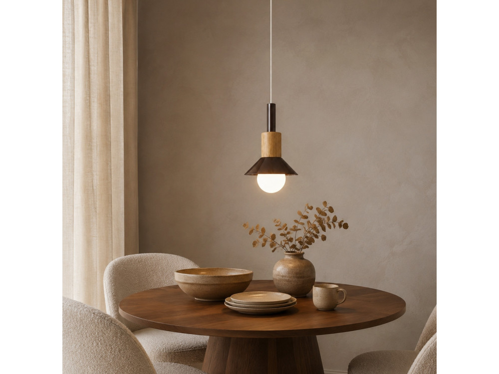 Lampada a sospensione in metallo "Elwood" - 14 x 26 cm - Marrone