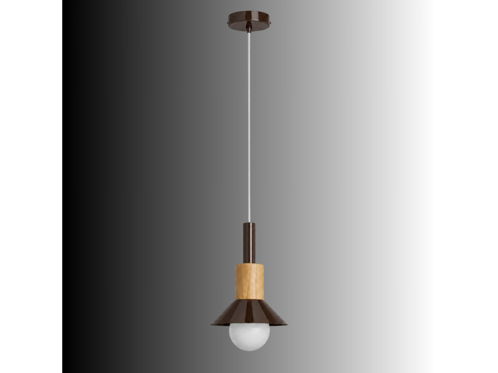 Lampada a sospensione in metallo "Elwood" - 14 x 26 cm - Marrone