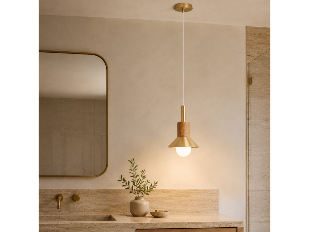 Lampada a sospensione in metallo "Elwood" - 14 x 26 cm - Giallo