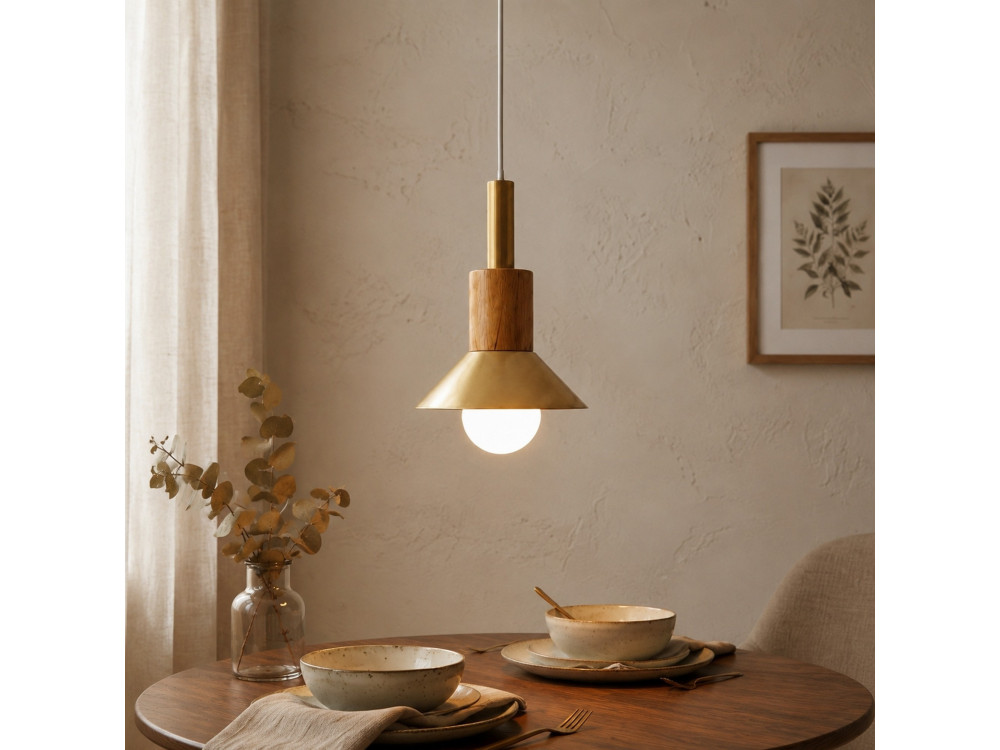 Lampada a sospensione in metallo "Elwood" - 14 x 26 cm - Giallo