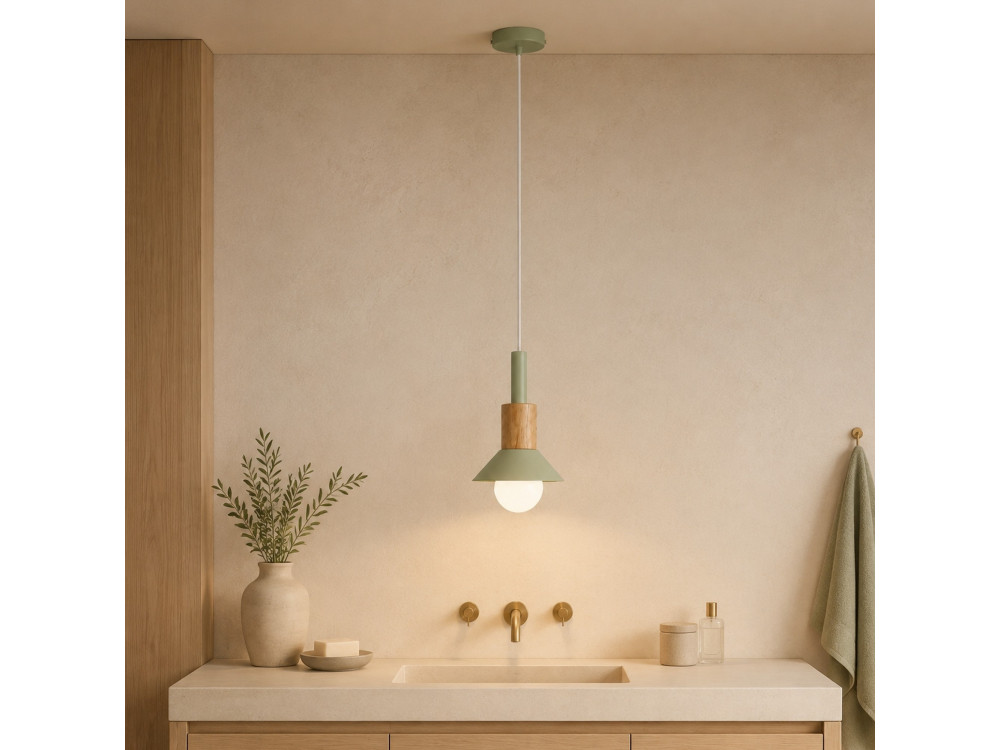 Lampada a sospensione in metallo "Elwood" - 14 x 26 cm - Verde