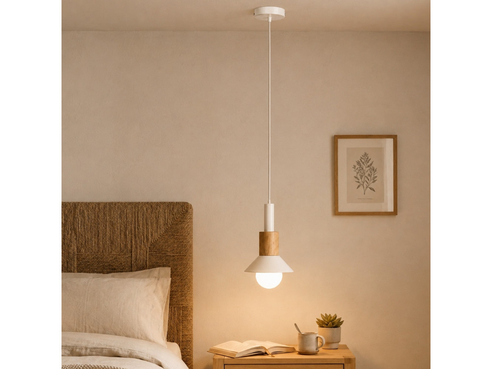 Lampada a sospensione in metallo "Elwood" - 10 x 25 cm - Beige