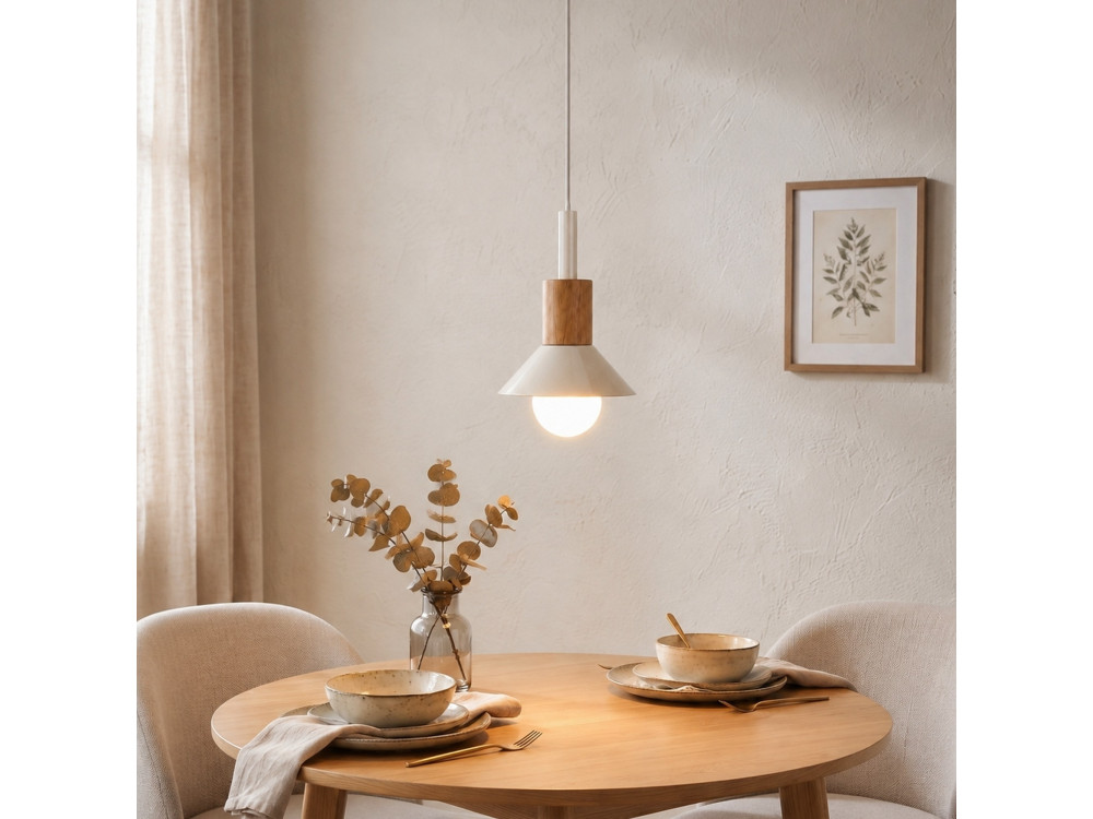 Lampada a sospensione in metallo "Elwood" - 10 x 25 cm - Beige