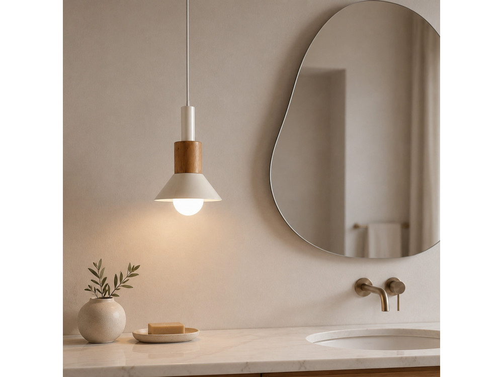 Lampada a sospensione in metallo "Elwood" - 10 x 25 cm - Beige
